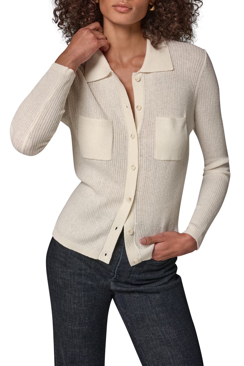 Rib Wool & Cashmere Blend Polo Cardigan, Main, color, CREAM