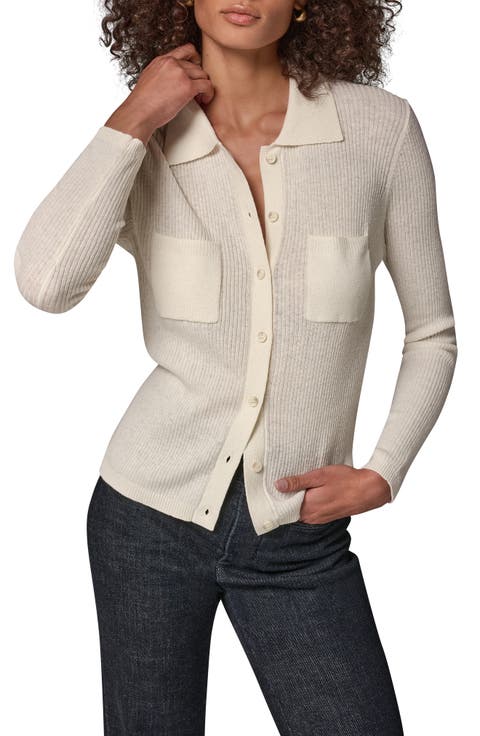 Rib Wool & Cashmere Blend Polo Cardigan