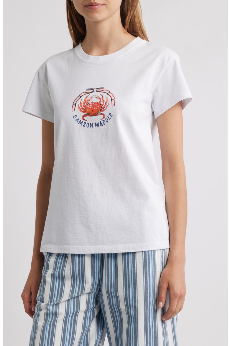 Crabby Bow Shrunken Organic Cotton Graphic T-Shirt, Main, color, WHITE