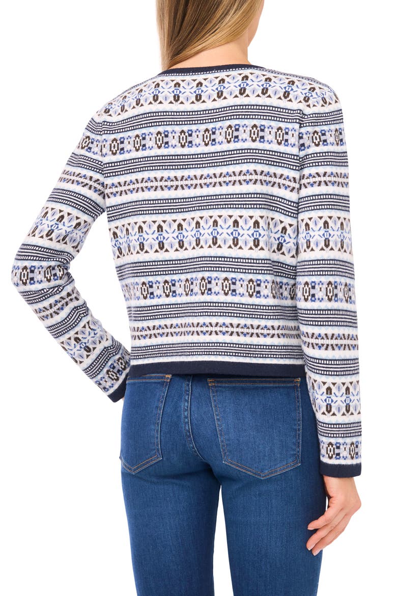 Fair Isle Stripe Cardigan, Alternate, color, HEATHER NAVY