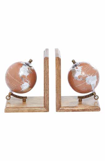 SONOMA SAGE HOME Brown Wood Globe Bookends