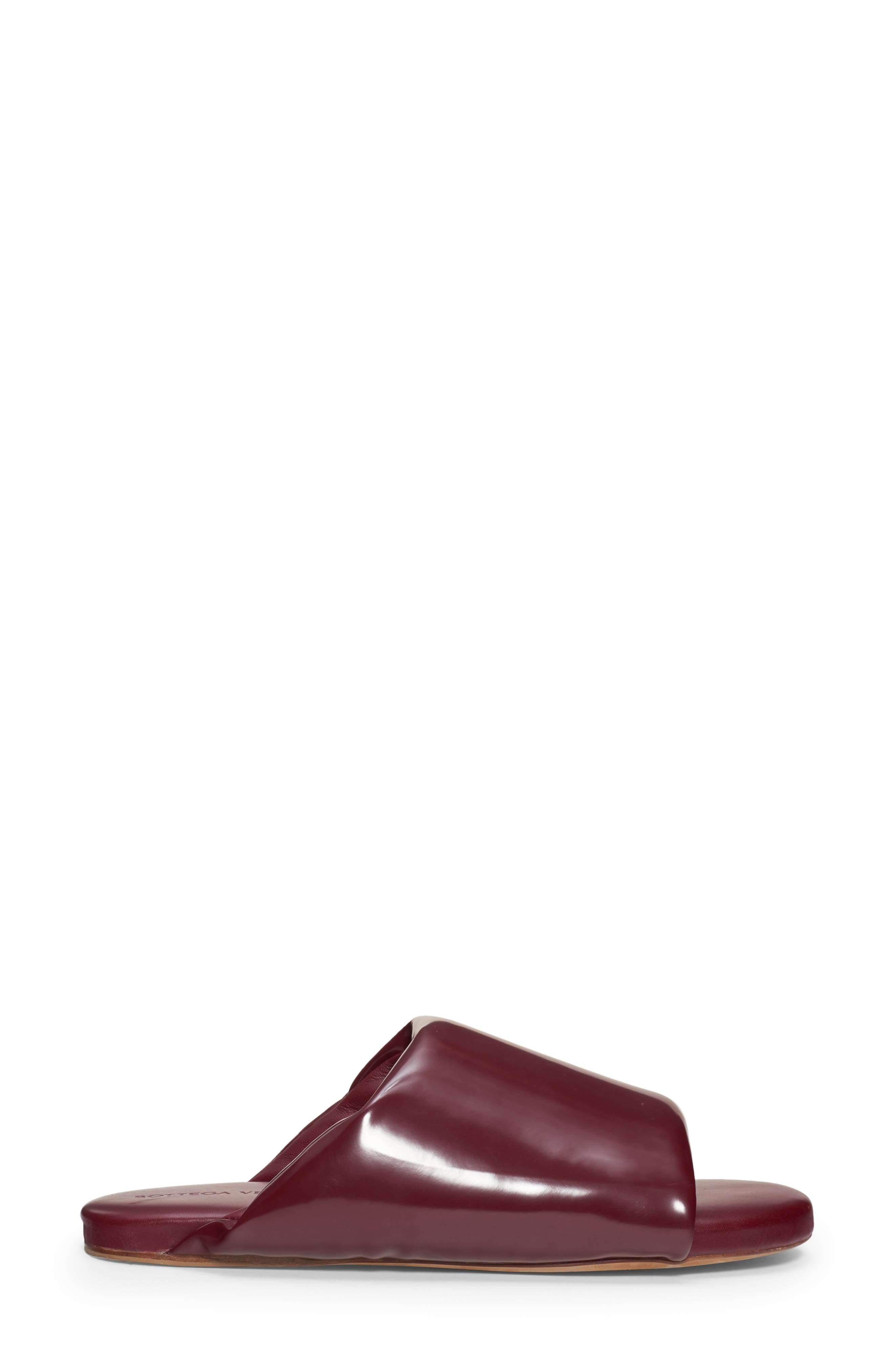 Latex Leather Slide Sandal, Alternate, color, MERLOT
