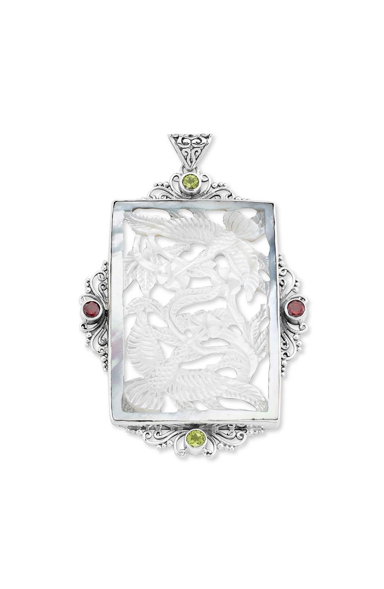 SAMUEL B. Carved Mother-of-Pearl Pendant, Main, color, White