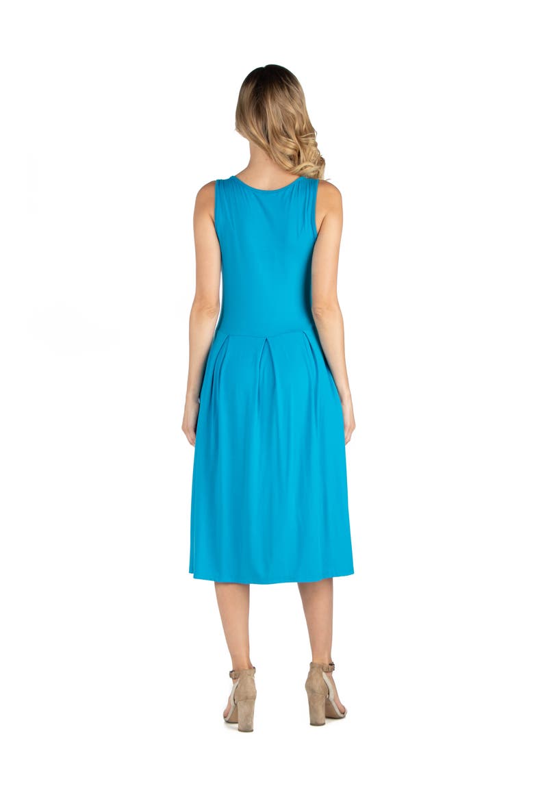 Maternity Fit and Flare Sleeveless Midi Dress with Pockets, Alternate, color, Turq