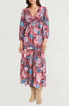 The Good Journey Floral Long Sleeve Empire Waist Tiered Maxi Dress