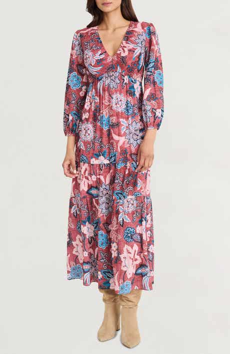 The Good Journey Floral Long Sleeve Empire Waist Tiered Maxi Dress