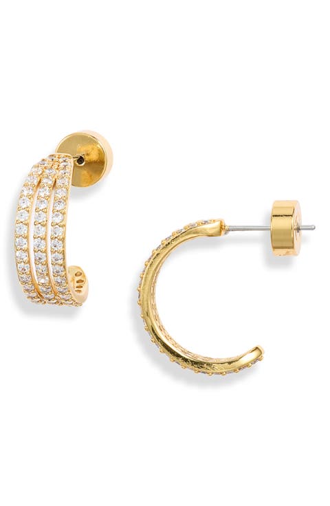 Triple Row Cubic Zirconia Hoop Earrings