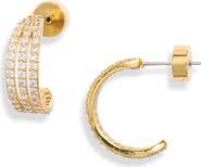 Nordstrom Triple Row Cubic Zirconia Hoop Earrings