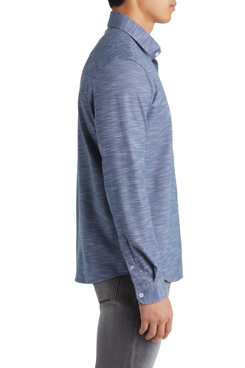 Slub Knit Button-Up Shirt, Alternate, color, DARK NAVY