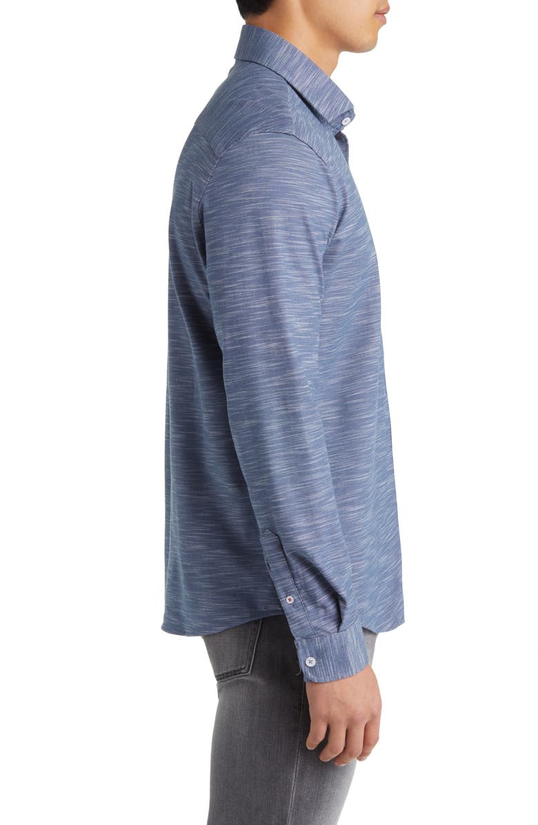 Stone Rose Slub Knit Button-Up Shirt, Alternate, color, Dark Navy