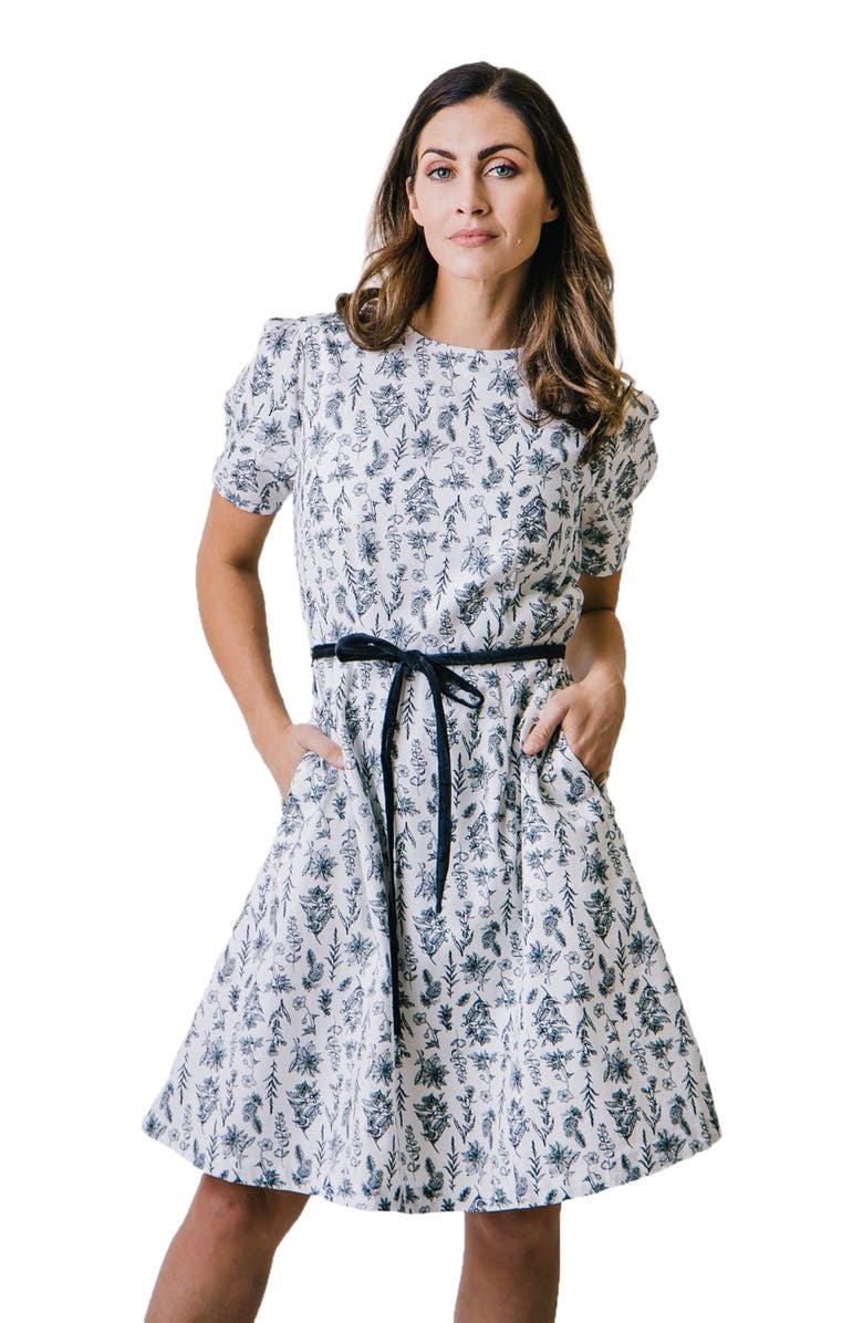 Hope & Henry Women's Pleated Sleeve Woven Dress, Main, color,