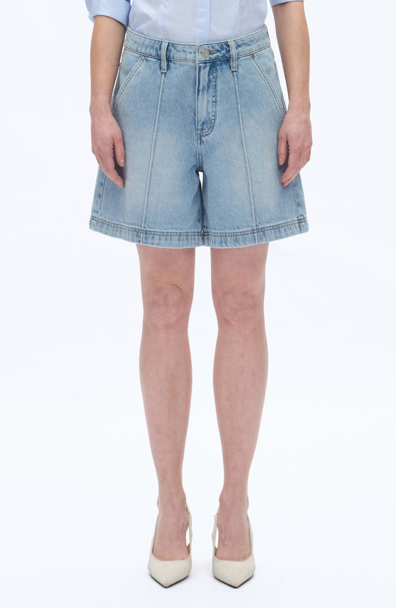 Bayeas Seamed Mid Rise Denim Bermuda Shorts, Main, color, Light Blue