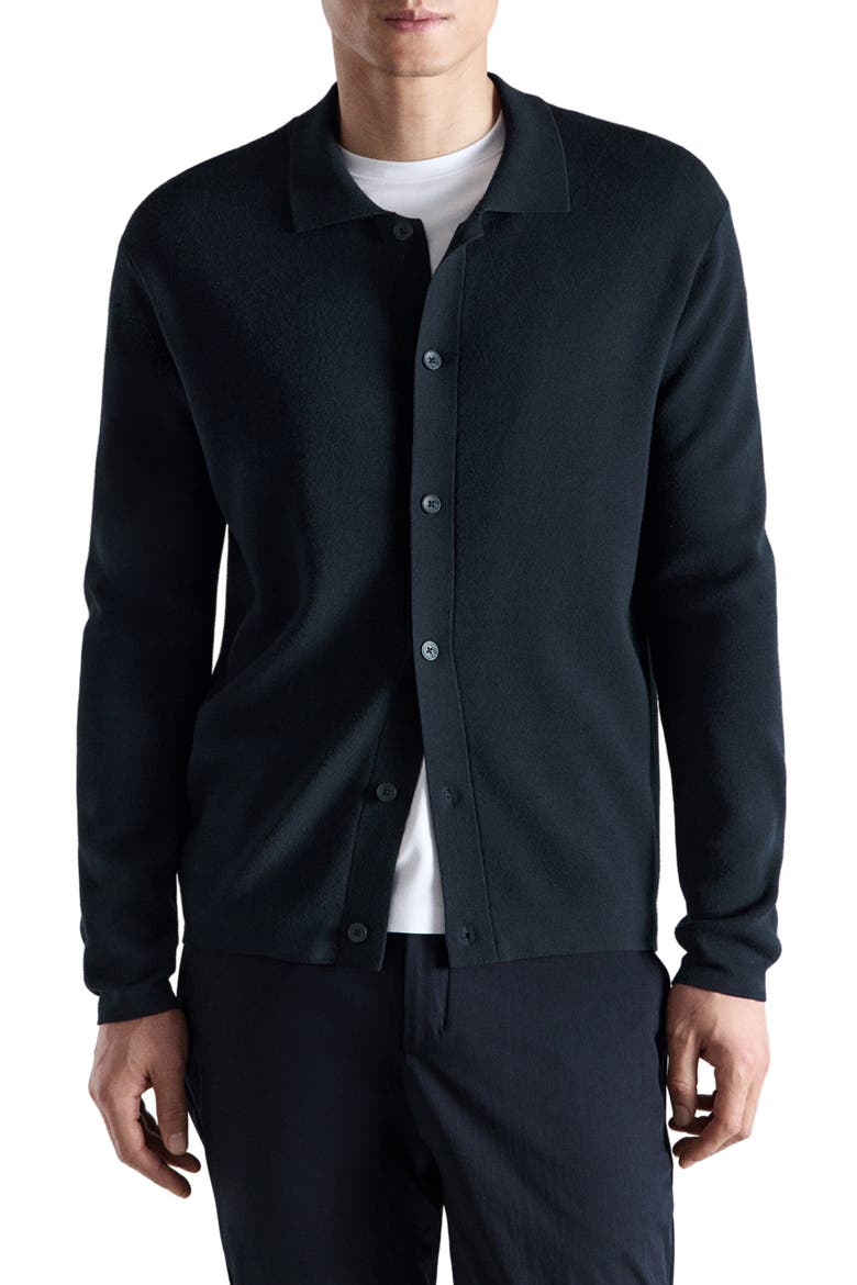 Fine Knit Comfort Stretch Cardigan, Main, color, NAVY