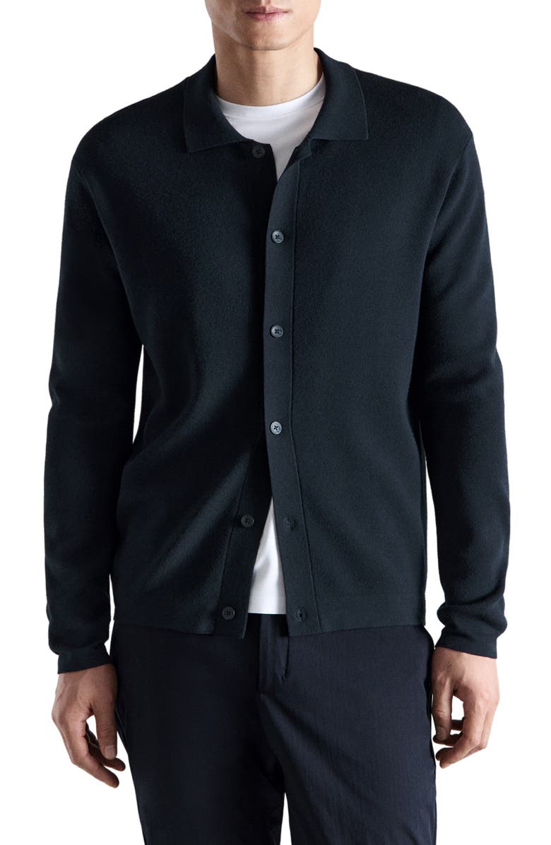 MANGO Fine Knit Comfort Stretch Cardigan, Main, color, Navy