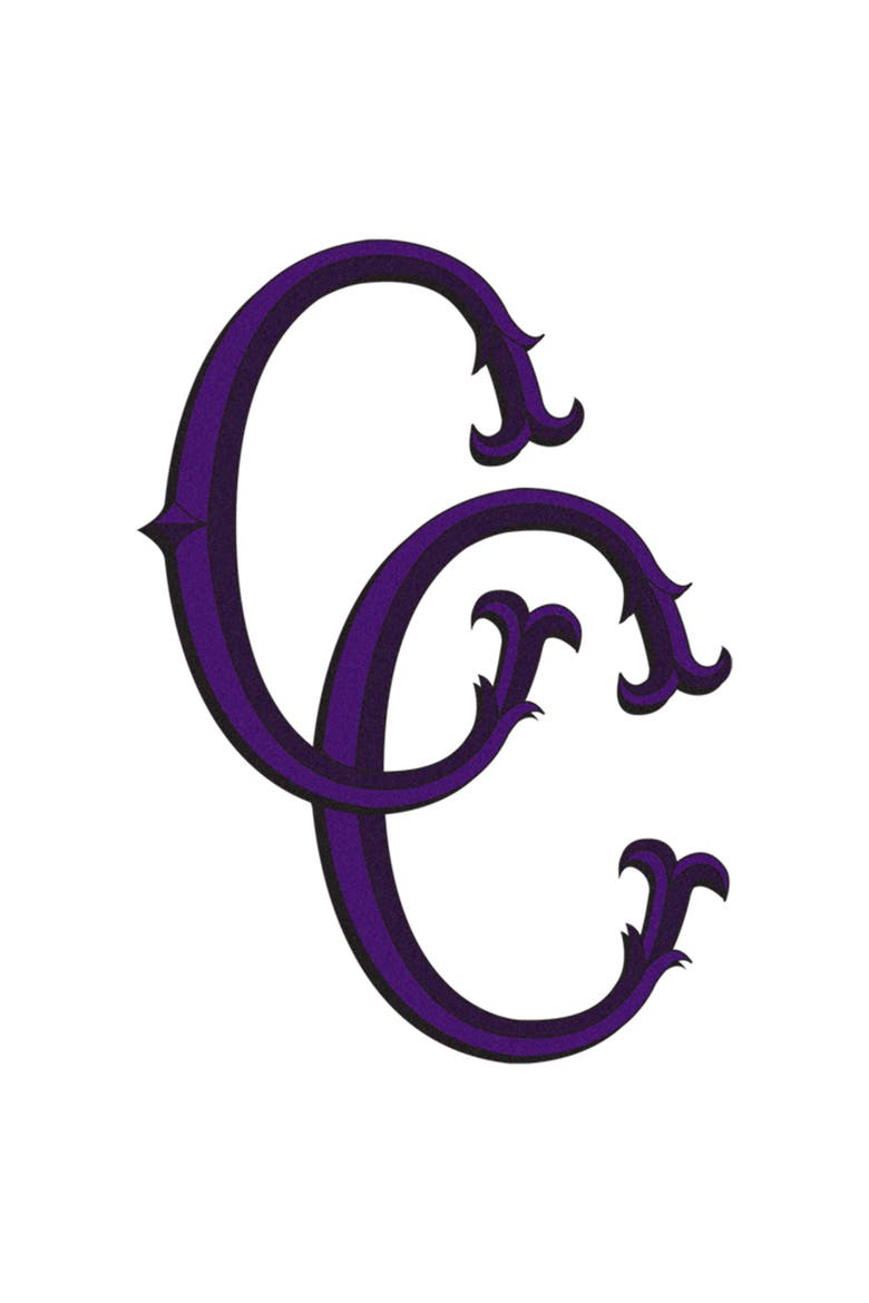 Men's Crooks & Castles Purple Initials Logo  Graphic T-Shirt, Alternate, color, White