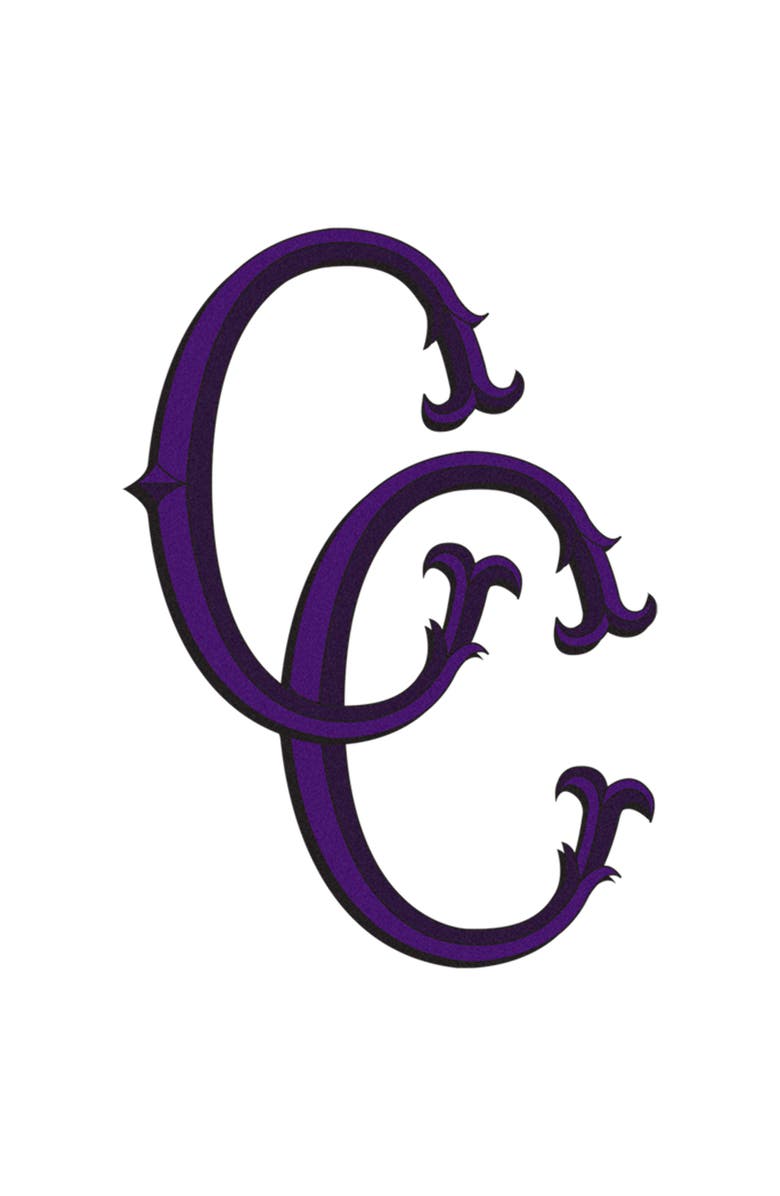 Crooks & Castles Men's Crooks & Castles Purple Initials Logo  Graphic T-Shirt, Alternate, color, White