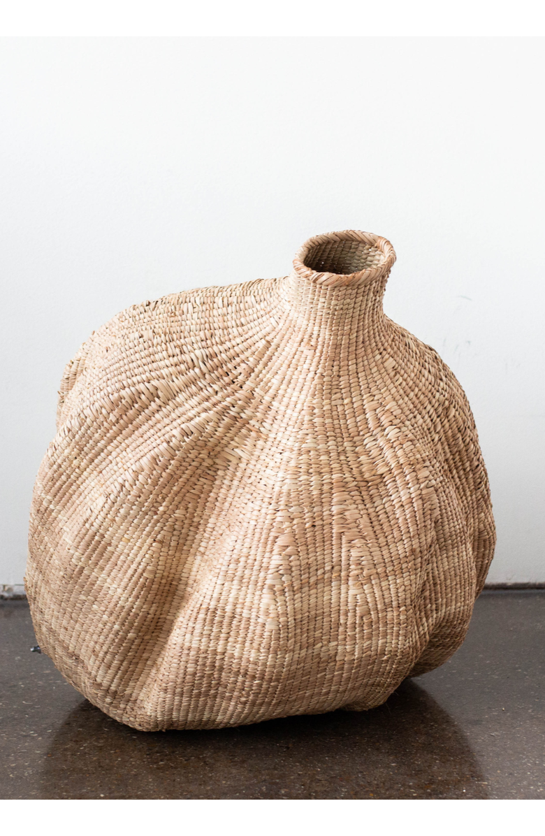 kanju Interiors Ilala Garlic Gourd Handwoven African Basket, Main, color, Natural