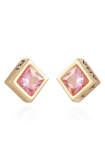 T Tahari Cubic Zirconia Stud Earrings In Gold