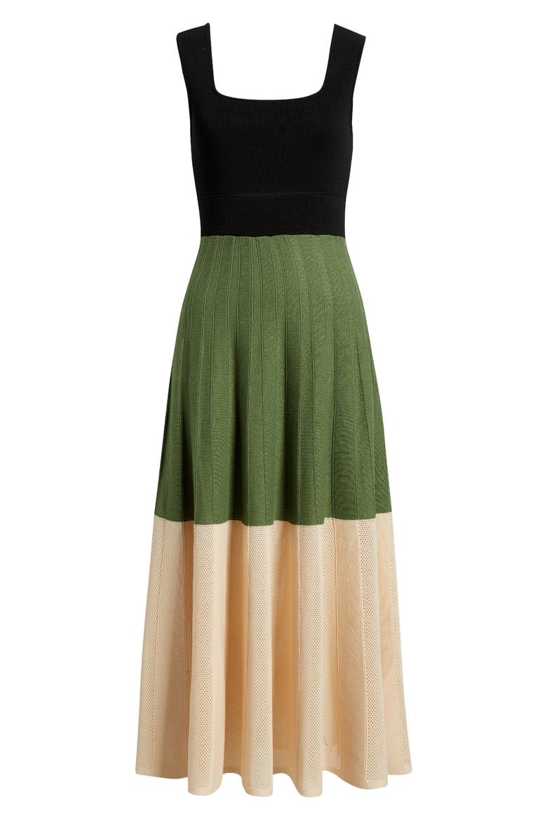 Colorblock Knit Midi Dress, Alternate, color, GREEN MULT