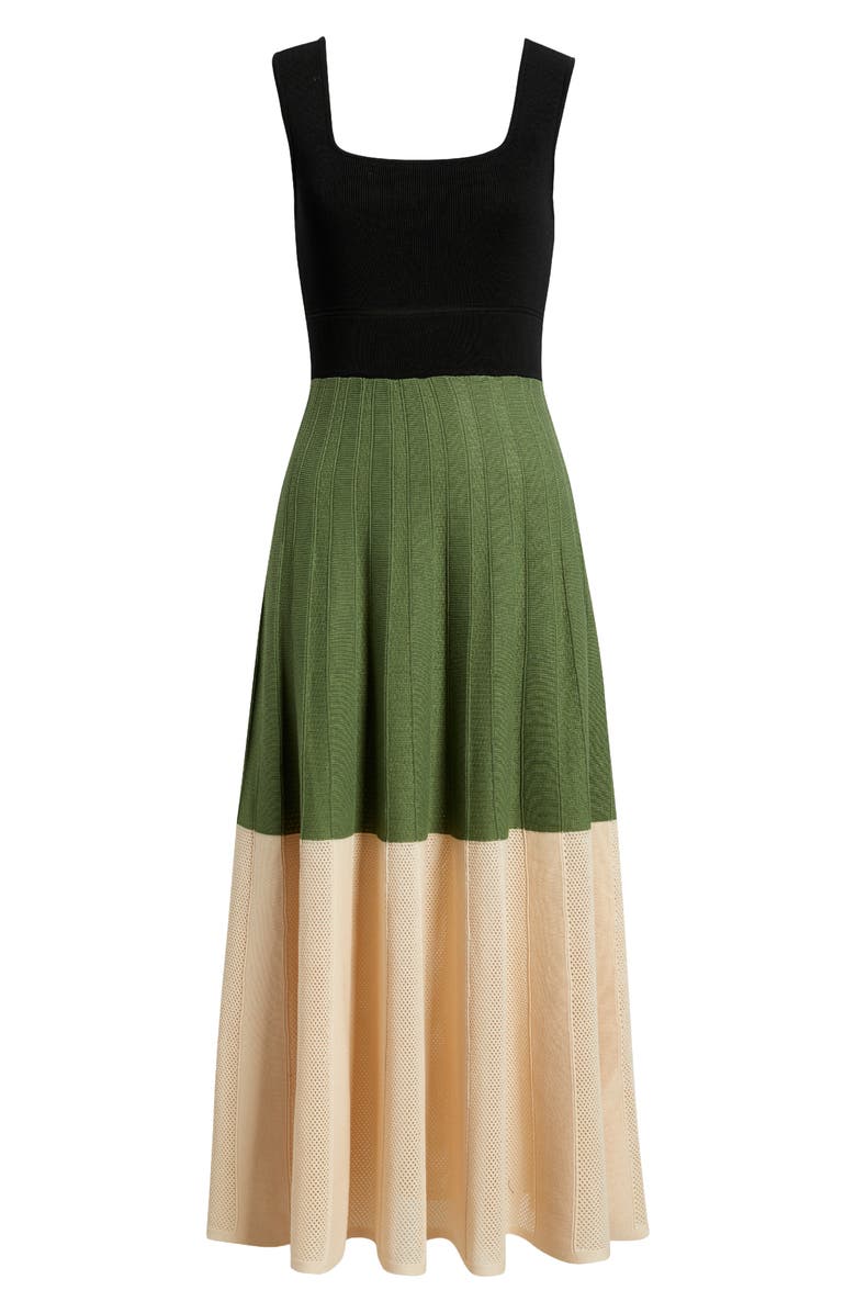 Vince Camuto Colorblock Knit Midi Dress, Alternate, color, Green Mult
