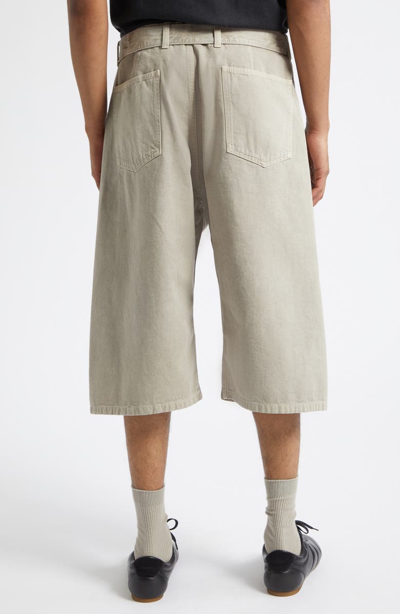 Lemaire Belted Denim Bermuda Shorts, Alternate, color, Moonstone