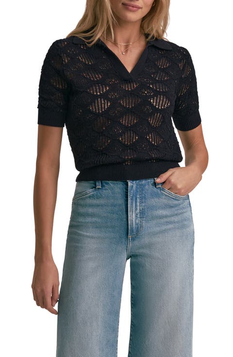 The Courtside Open Stitch Polo Sweater