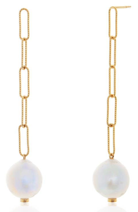 Baroque Pearl Linear Drop Earrings (Online Trunk Show)