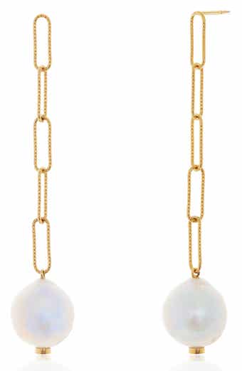Monica Vinader Baroque Pearl Linear Drop Earrings