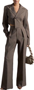 Manière De Voir Dina Asymmetric Tailored Cropped Blazer