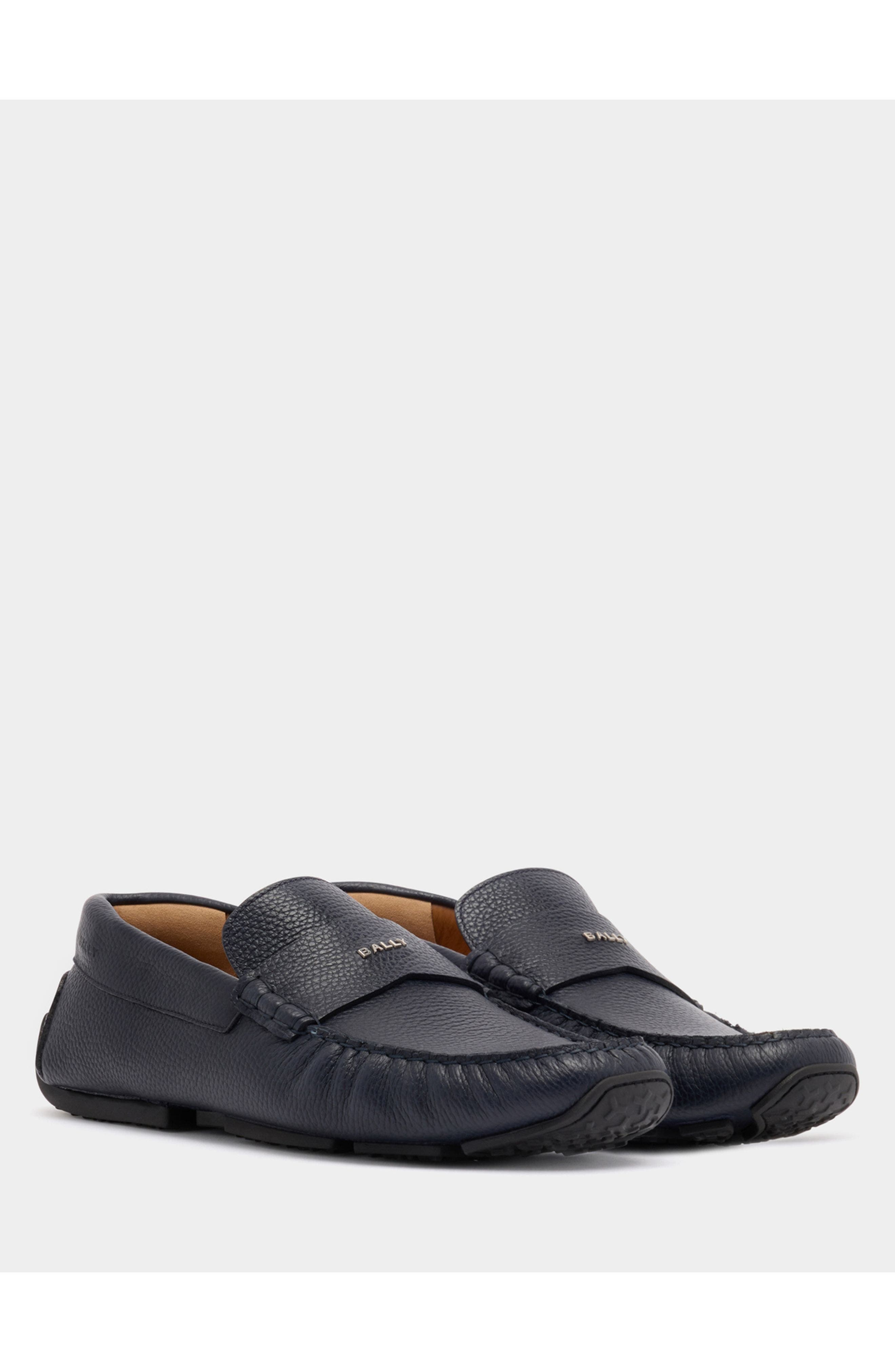 Bally Pilot Driver in Bovine Leather Lined with Leather, Alternate, color, Blue