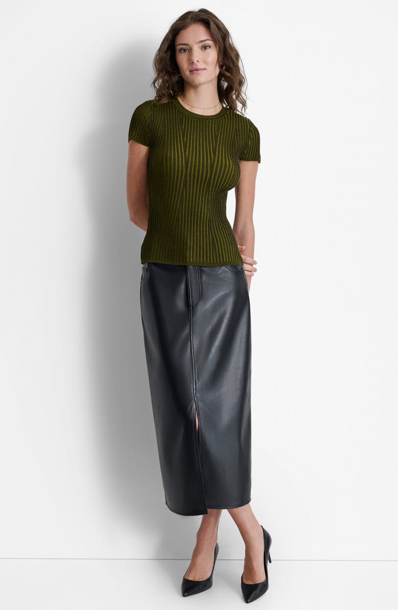 DKNY Transfer Stitch Short Sleeve Sweater, Alternate, color, 