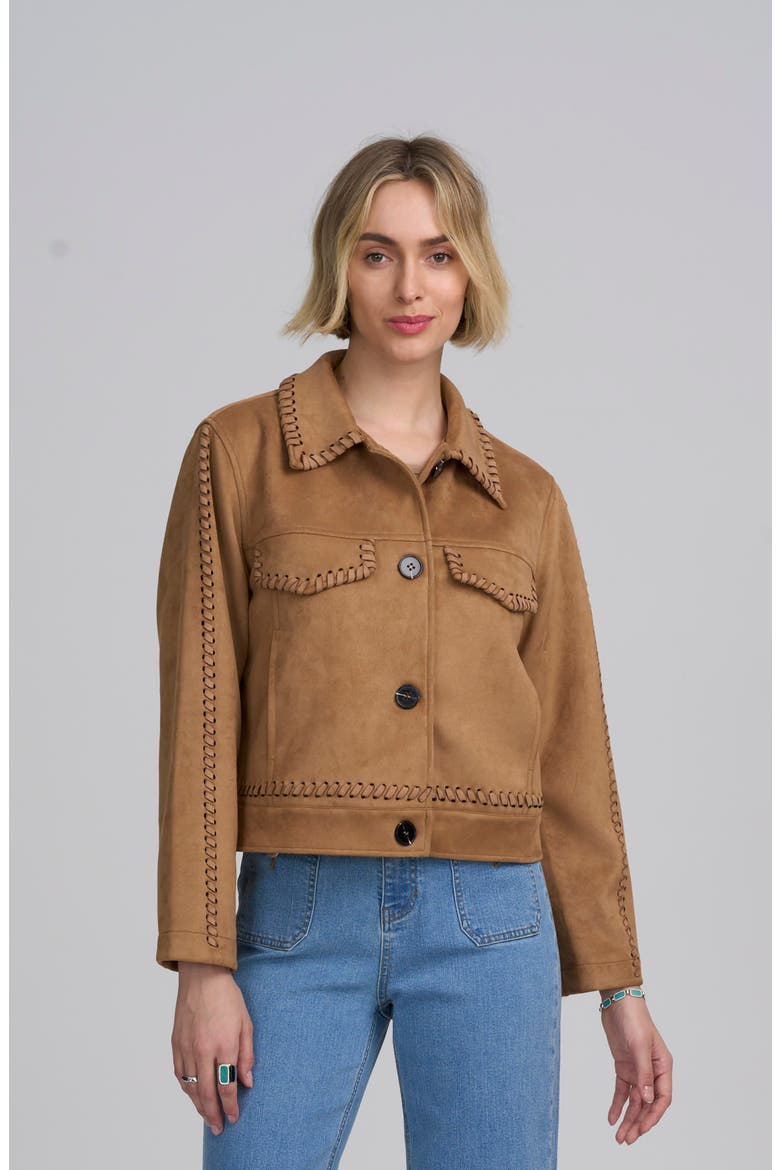 Faux Suede Jacket, Main, color, LIGHT KHAKI