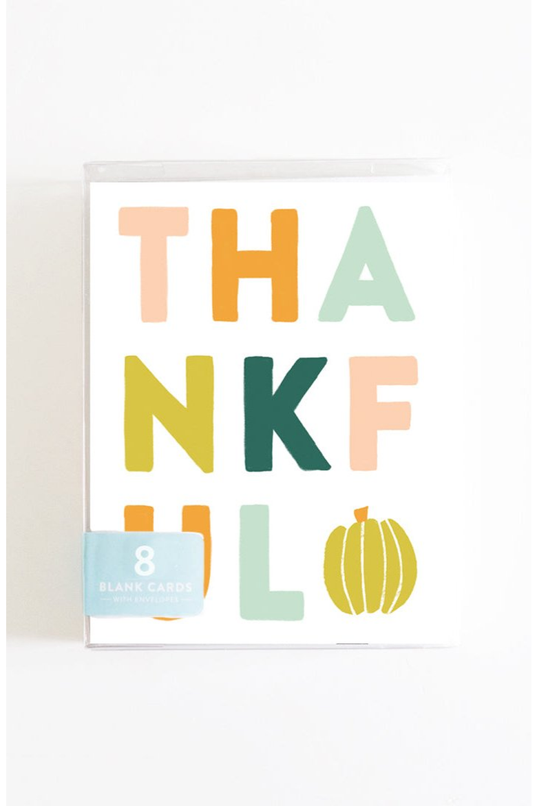 Thankful Boxed Set of 8 Greeting Cards, Alternate, color, White / Thankful Text