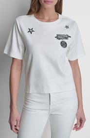 DKNY Pins & Patches Crop Cotton T-Shirt