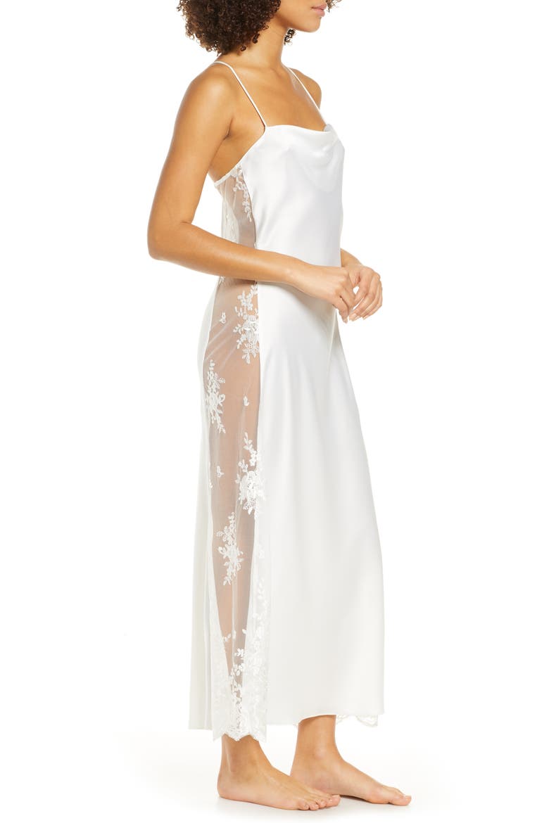 Darling Satin & Lace Nightgown, Alternate, color, IVORY