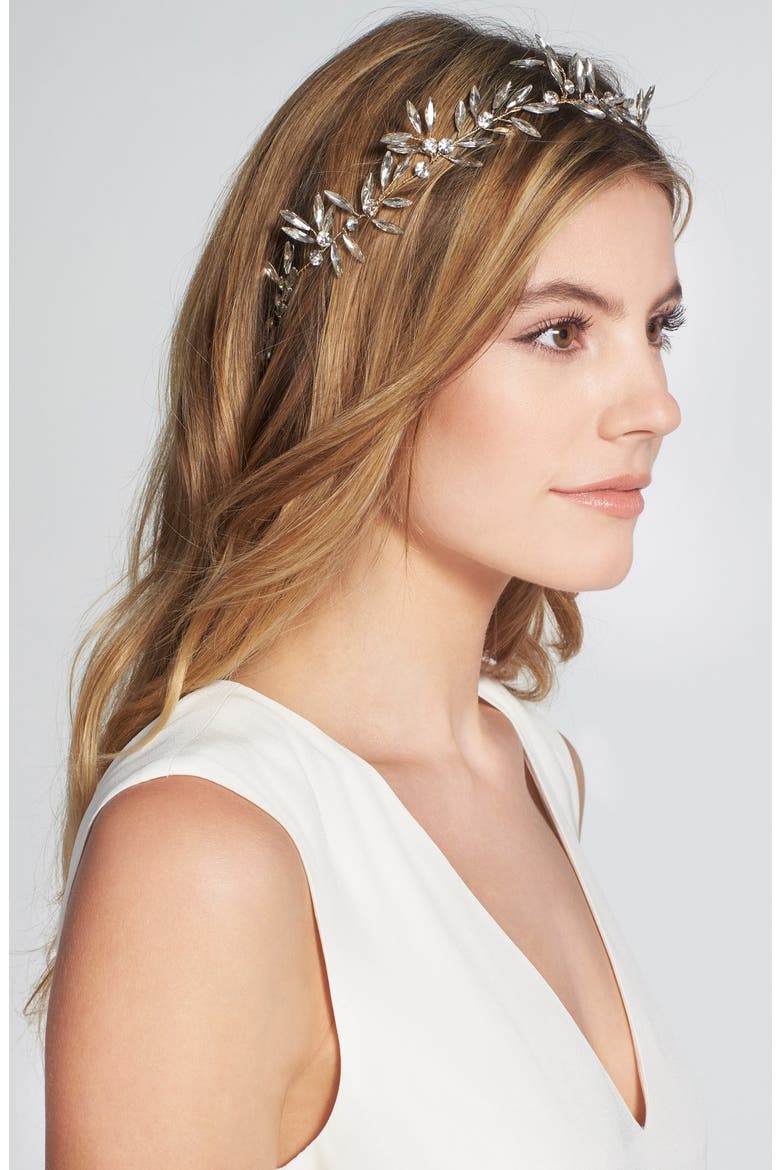 Daphne Crystal Halo & Sash, Main, color, 14 K GOLD