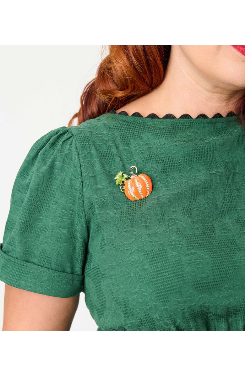 Unique Vintage Plus Size Boatneck Ricrac Swing Dress, Alternate, color, Emerald