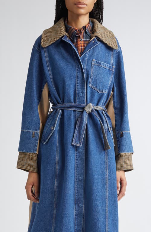 3.1 Phillip Lim Mixed Media Trench Coat In Blue