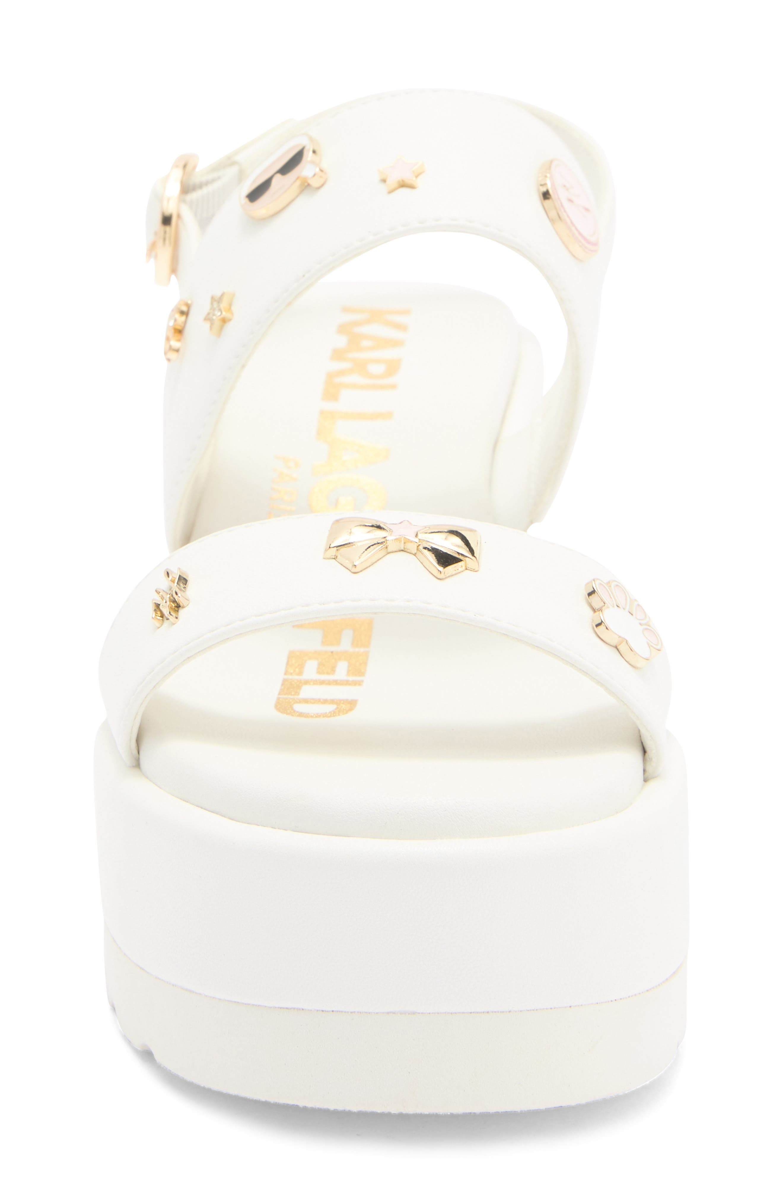 KARL LAGERFELD PARIS Cleome Slingback Platform Wedge Sandal, Alternate, color, Bright White