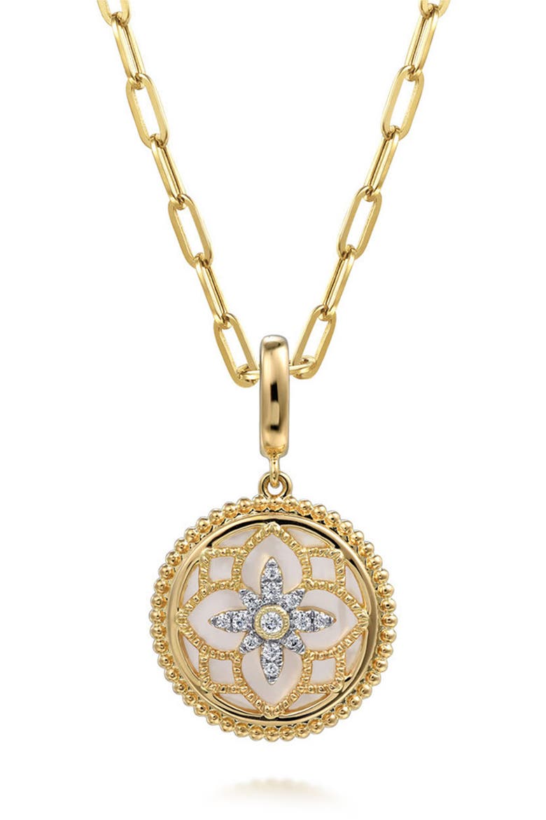Bujukan Diamond & Mother-of-Pearl Floral Medallion Charm, Alternate, color, GOLD