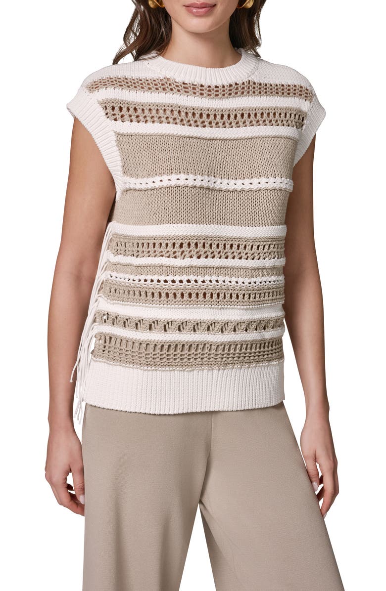 Donna Karan New York Sleeveless Crewneck Sweater, Main, color, Cream/ Sands