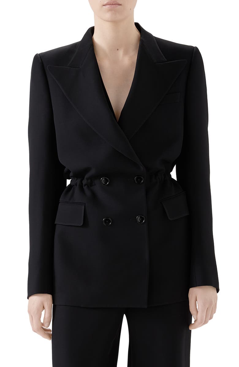 Gucci Cinch Waist Cady Crepe Blazer, Main, color,