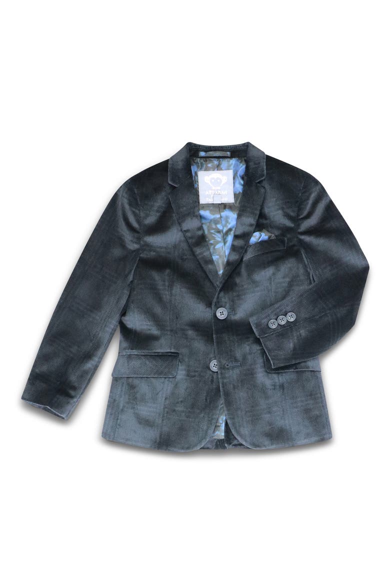 Kids' Velvet Suit Jacket, Main, color, MIDNIGHT VEL PLAID