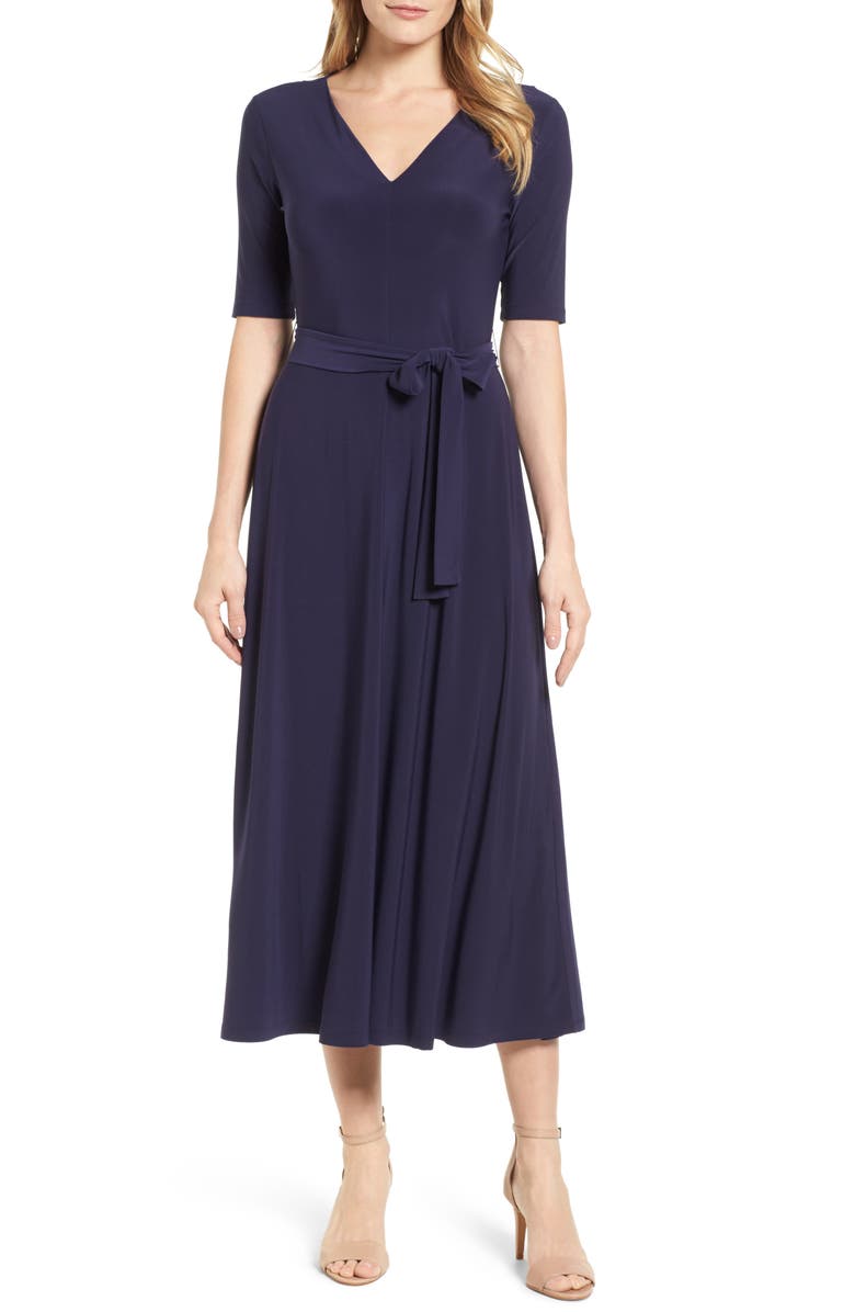 Chaus Lisa Tie Waist Dress, Main, color, 529-Evening Navy