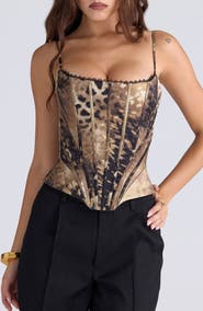 HOUSE OF CB Cadie Leopard Corset Top