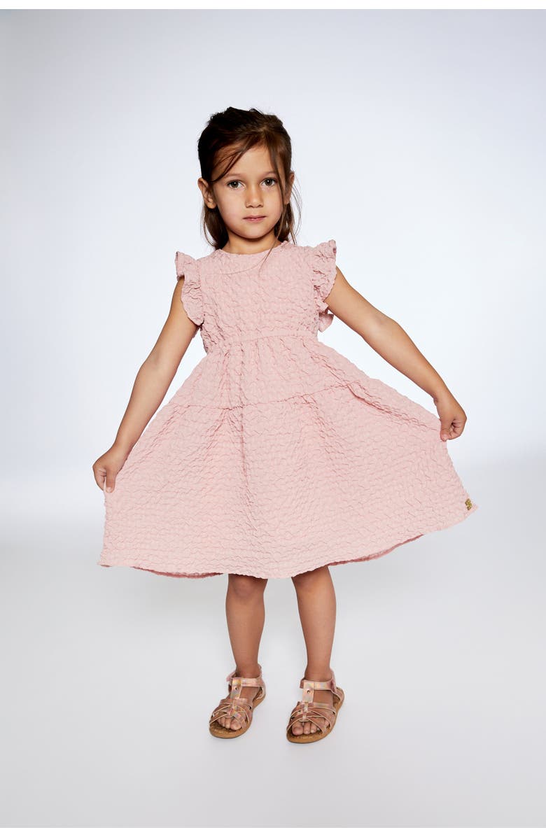 Deux par Deux Little Girl's Textured Poplin Dress Silver Pink, Alternate, color,