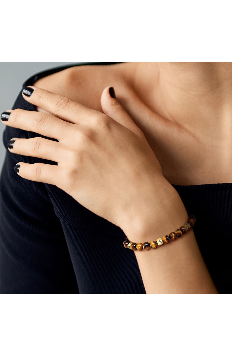 DELMAR Tiger's Eye Stretch Beaded Bracelet, Alternate, color, Brown