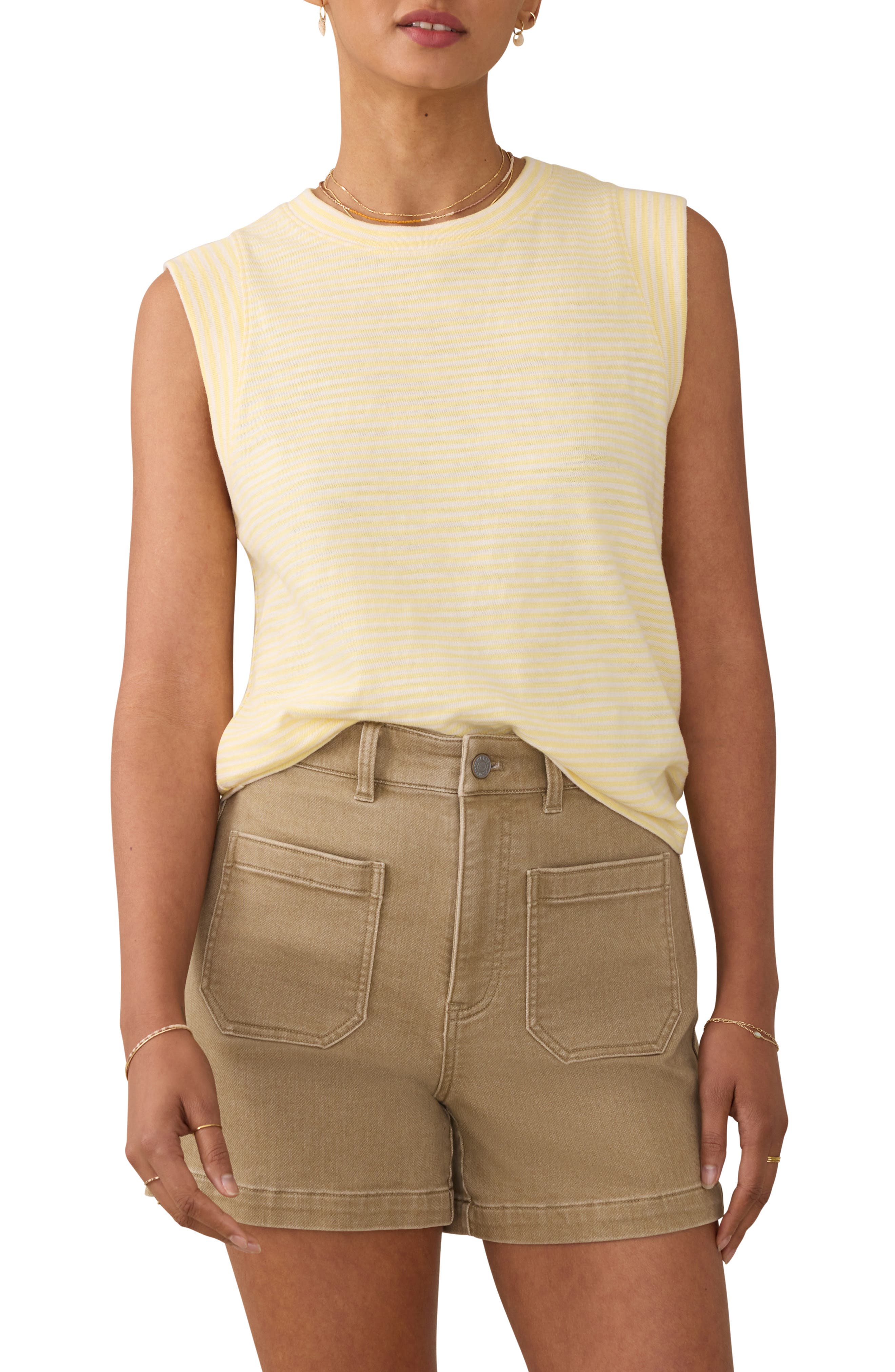 Faherty Sunwashed Stripe Organic Cotton Slub Muscle Tank