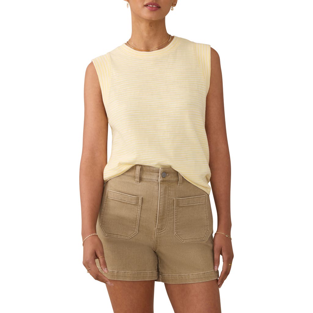 Faherty Sunwashed Stripe Organic Cotton Slub Muscle Tank In Animal Print