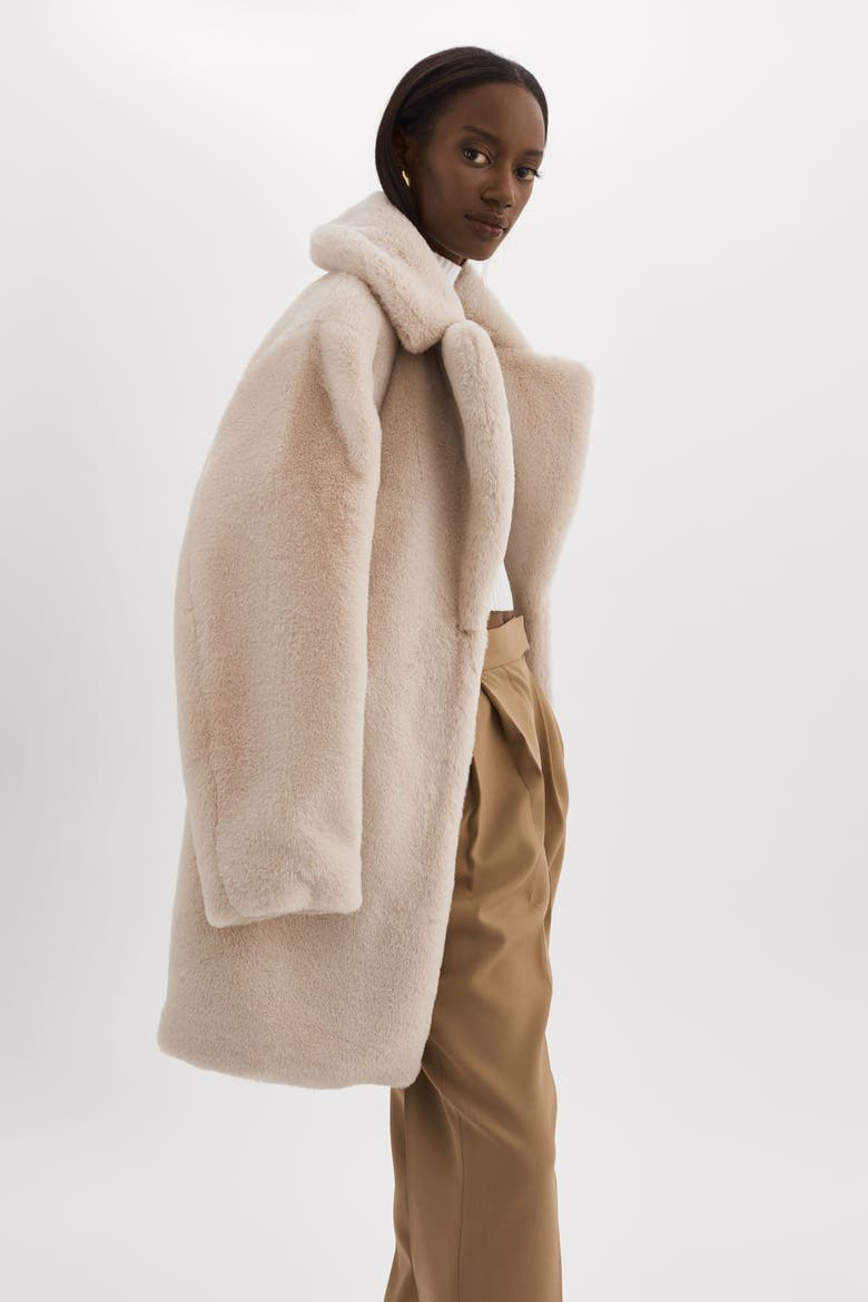 LINNEA | Faux Fur Coat, Alternate, color, Oat